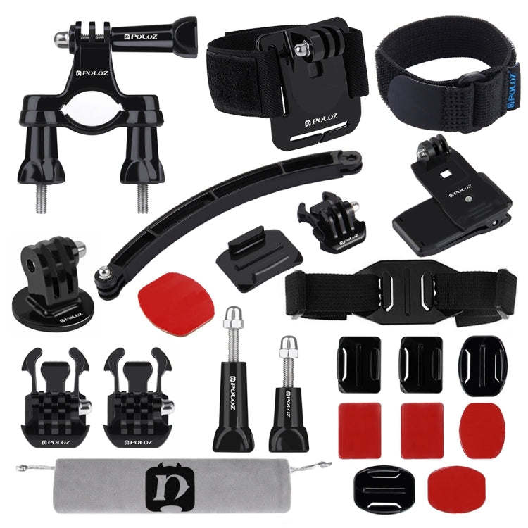 PULUZ 24 in 1 Bike Mount Accessories Combo Kits (Wrist Strap + Helmet Strap + Extension Arm + Quick Release Buckles + Surface Mounts + Adhesive Stickers + Tripod Adapter + Storage Bag + Handlebar Moun ... ce Pro, DJI Osmo Action 4 and Other Action Cameras -  by PULUZ | Online Shopping South Africa | PMC Jewellery | Buy Now Pay Later Mobicred