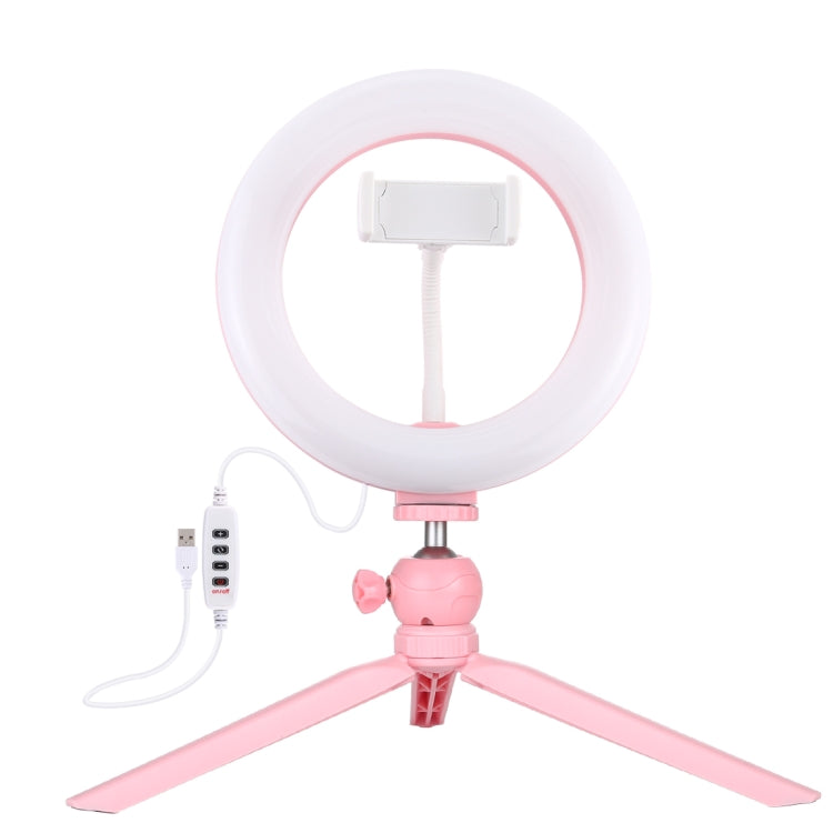 PULUZ 7.9 inch 20cm Light + Desktop Tripod Mount USB 3 Modes Dimmable Dual Color Temperature LED Curved Light Ring Vlogging Selfie Beauty Photography Video Lights with Phone Clamp(Pink) - Ring Light by PULUZ | Online Shopping South Africa | PMC Jewellery | Buy Now Pay Later Mobicred