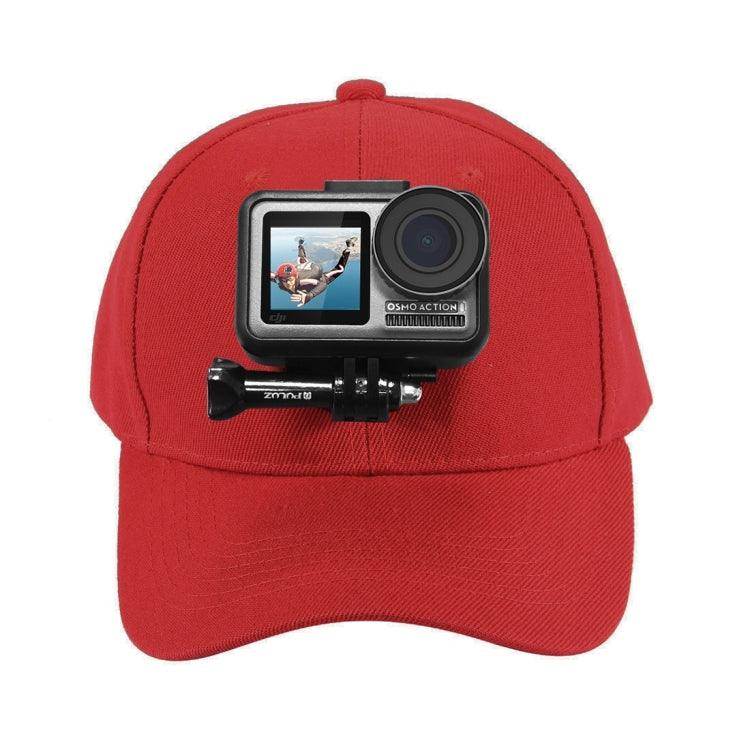 PULUZ Baseball Hat with J-Hook Buckle Mount & Screw for GoPro, DJI OSMO Action and Other Action Cameras(Red) -  by PMC Jewellery | Online Shopping South Africa | PMC Jewellery | Buy Now Pay Later Mobicred