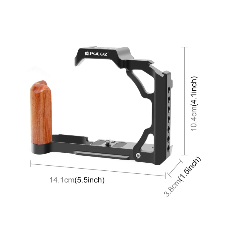 For Nikon ZFC PULUZ Wood Handle Metal Camera Cage Stabilizer Rig(Black) - Camera Cage by PULUZ | Online Shopping South Africa | PMC Jewellery