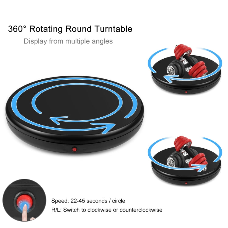PULUZ 45cm Remote Control Adjusting Speed Rotating Turntable Display Stand, Black, Load 100kg(US Plug) - free shipping - PMC TechLife - Order now!