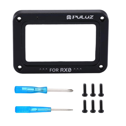 PULUZ Aluminum Alloy Flame + Tempered Glass Lens Protector for Sony RX0 / RX0 II, with Screws and Screwdrivers(Black) - Lens Cover by PULUZ | Online Shopping South Africa | PMC Jewellery | Buy Now Pay Later Mobicred