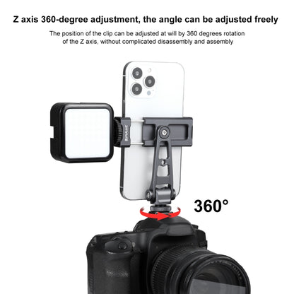 PULUZ Z-axis 360 Rotation Cold Shoes Aluminum Alloy Phone Clamp Holder Bracket (Black) - Desktop Holder by PULUZ | Online Shopping South Africa | PMC Jewellery | Buy Now Pay Later Mobicred