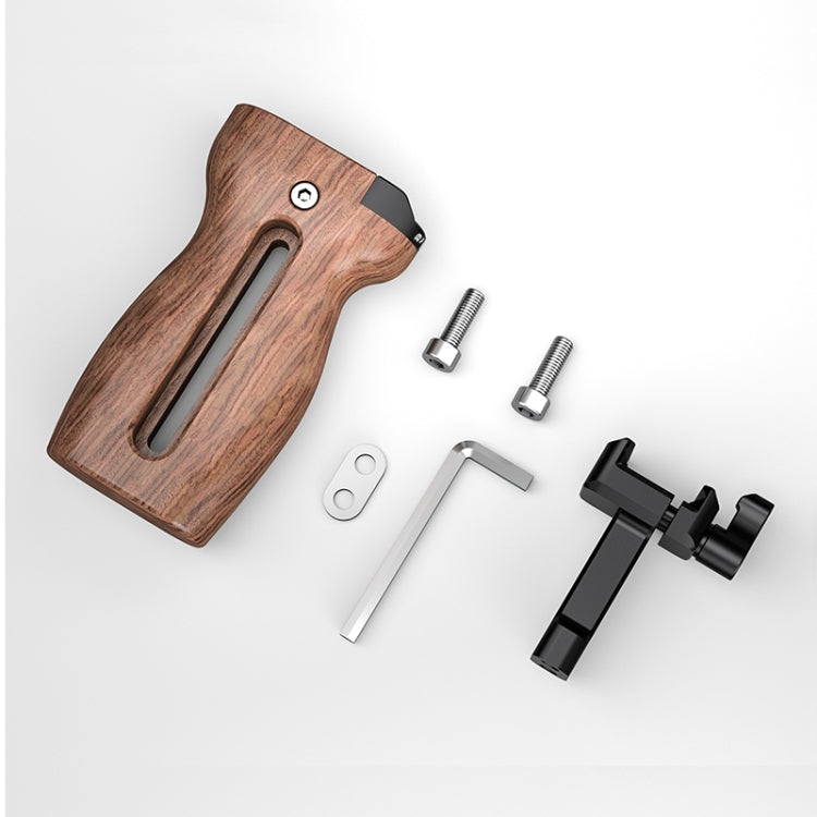 PULUZ Universal Slide Quick Release Side Wooden Handle with Cold Shoe Mount for Camera Cage Stabilizer - free shipping - PMC TechLife - Order now!