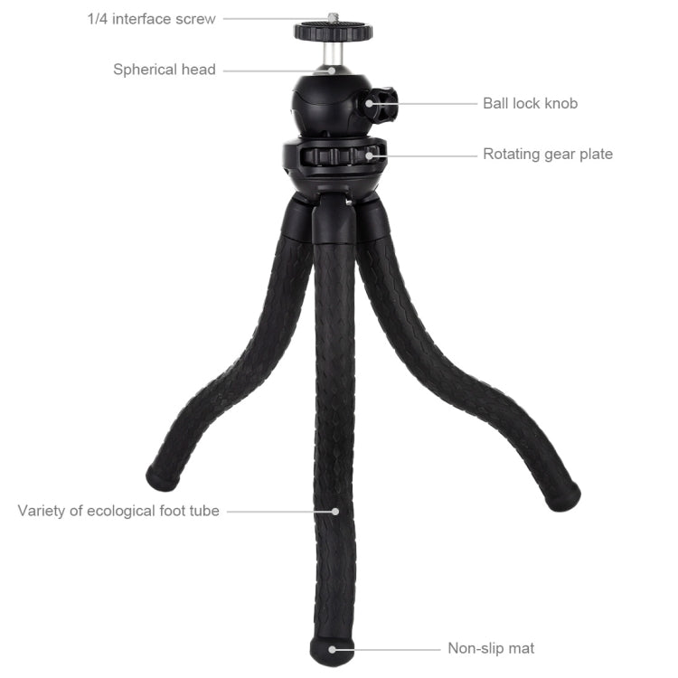 PULUZ Mini Octopus Flexible Tripod Holder with Ball Head for SLR Cameras, GoPro, Cellphone, Size:30cmx5cm - Portable Mini Tripod by PULUZ | Online Shopping South Africa | PMC Jewellery | Buy Now Pay Later Mobicred