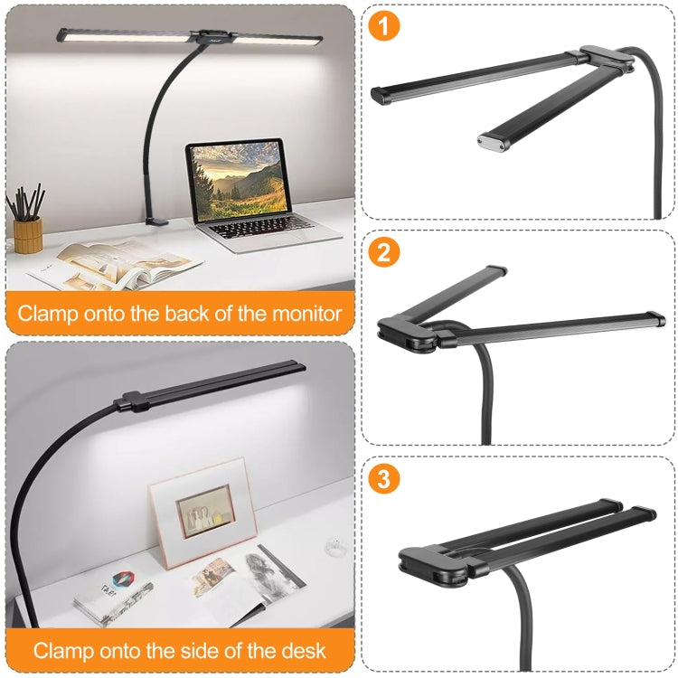 PULUZ Gooseneck Tube LED Fill Light Double Head Clip Desk Lamp (Black) - Selfie Light by PULUZ | Online Shopping South Africa | PMC Jewellery | Buy Now Pay Later Mobicred