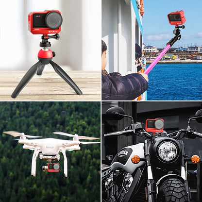 PULUZ Aluminum alloy Frame Mount Protective Case Cage with Cold Shoe Base Slot & Tripod Base Adapter for Insta360 One R(Red) - Mount & Holder by PULUZ | Online Shopping South Africa | PMC Jewellery | Buy Now Pay Later Mobicred