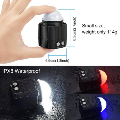 PULUZ 60m Underwater LED Photography Fill Light 7.4V/1100mAh Diving Light for GoPro Hero12 Black / Hero11 /10 /9 /8 /7 /6 /5, Insta360 Ace / Ace Pro, DJI Osmo Action 4 and Other Action Cameras(Black) - Waterproof Light by PULUZ | Online Shopping South Africa | PMC Jewellery | Buy Now Pay Later Mobicred