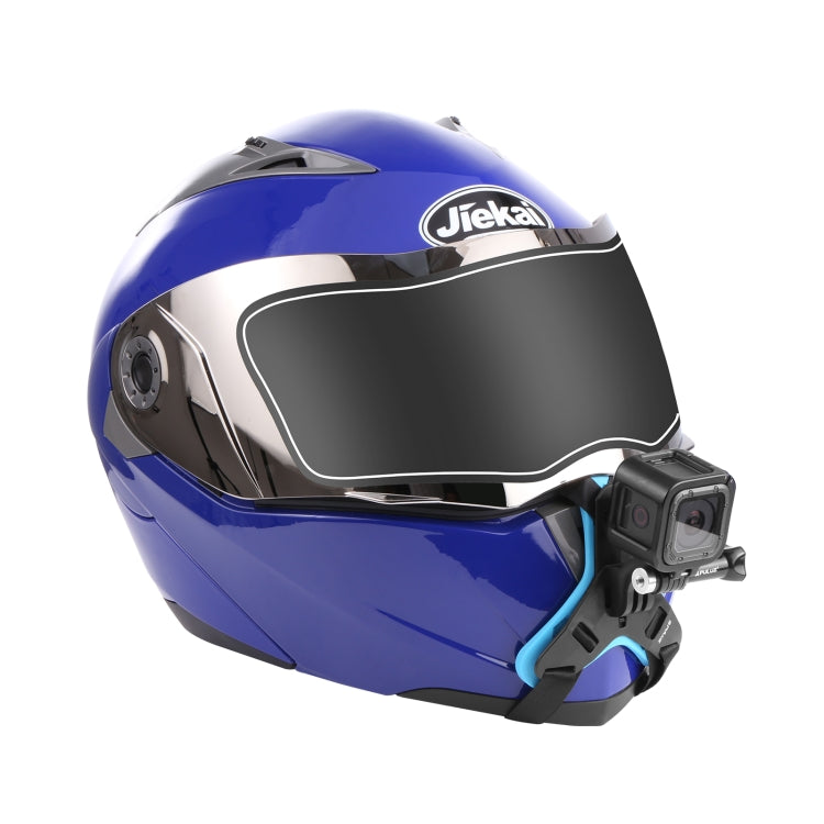 PULUZ Motorcycle Helmet Chin Strap Mount for GoPro, DJI Osmo Action and Other Action Cameras(Blue) - Helmet Mount by PULUZ | Online Shopping South Africa | PMC Jewellery | Buy Now Pay Later Mobicred