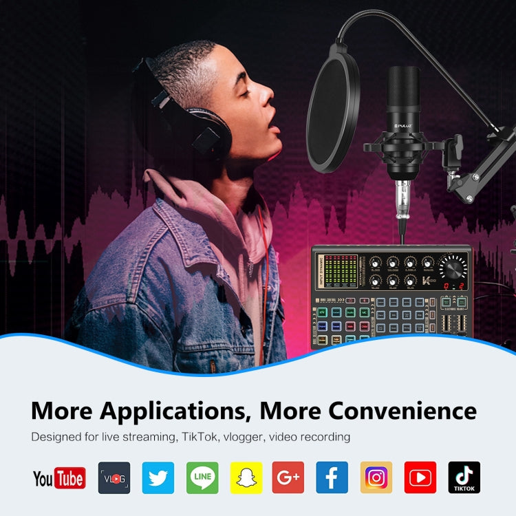 PULUZ Phantom Power OTG Lossless Live Sound Card Recording Sound Mixer, English Version(Black) - Live Sound Effects Processors by PULUZ | Online Shopping South Africa | PMC Jewellery | Buy Now Pay Later Mobicred