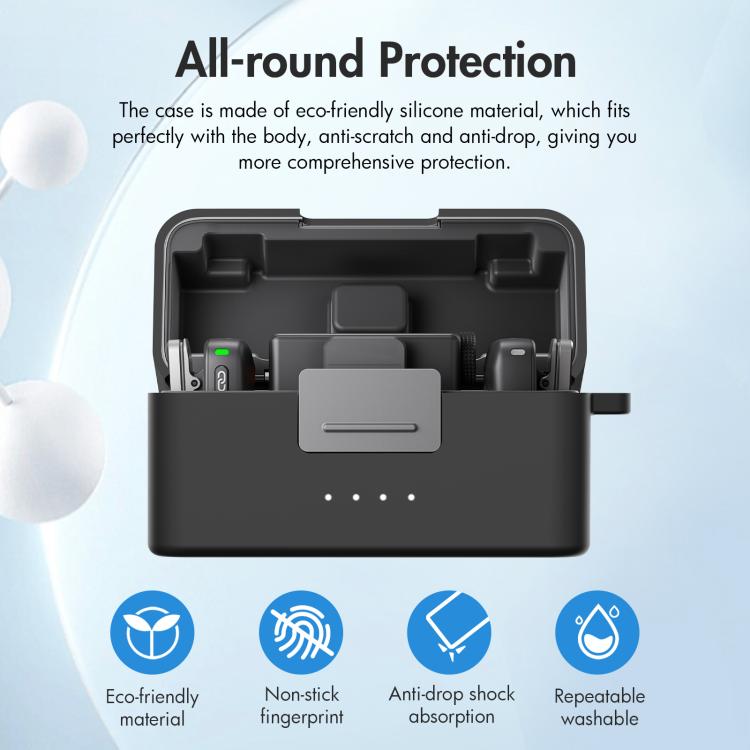 For DJI Mic Mini PULUZ Charging Case Silicone Scratch-proof Protective Cover (Black) - free shipping - PMC TechLife - Order now!