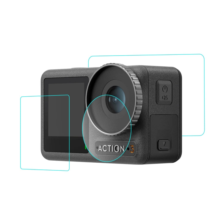 For DJI Osmo Action 3  PULUZ 3-in-1 Lens Front and Back Screen Tempered Glass Explosion-proof Film -  by PULUZ | Online Shopping South Africa | PMC Jewellery | Buy Now Pay Later Mobicred