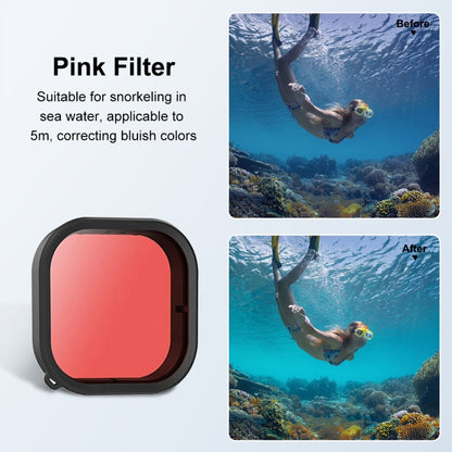 For GoPro HERO12 Black /11 Black /10 Black /9 Black PULUZ Square Housing Diving Color Lens Filter(Pink) - Lens Filter by PULUZ | Online Shopping South Africa | PMC Jewellery | Buy Now Pay Later Mobicred