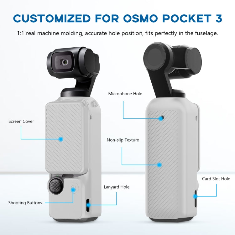 For DJI OSMO Pocket 3 PULUZ  2 in 1 Silicone Cover Case Set with Strap (Grey) - Case & Bags by PULUZ | Online Shopping South Africa | PMC TechLife | Buy Now Pay Later Mobicred
