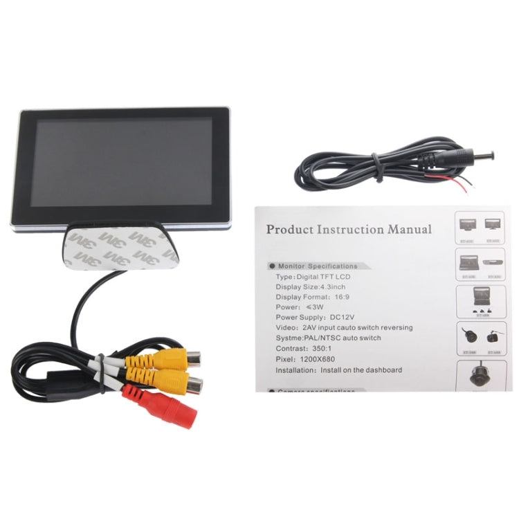 4.3 inch Car Rearview LCD Monitor with Stand, 2 Channels AV Input(Black) - Rearview Monitors by PMC Jewellery | Online Shopping South Africa | PMC Jewellery | Buy Now Pay Later Mobicred