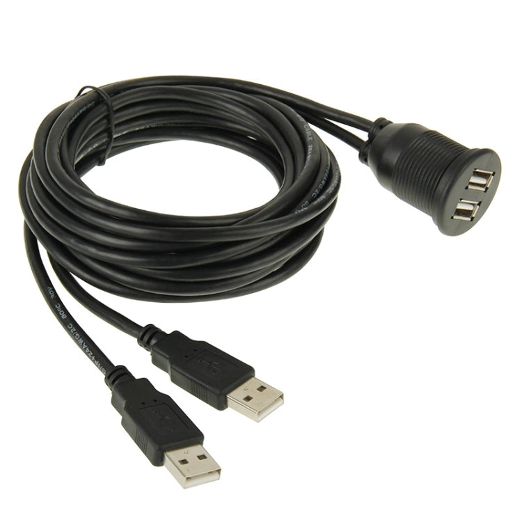 2 USB 2.0 Male to Female Extension Cable with Car Flush Mount, Length: 2m - DIY Cables by PMC Jewellery | Online Shopping South Africa | PMC Jewellery