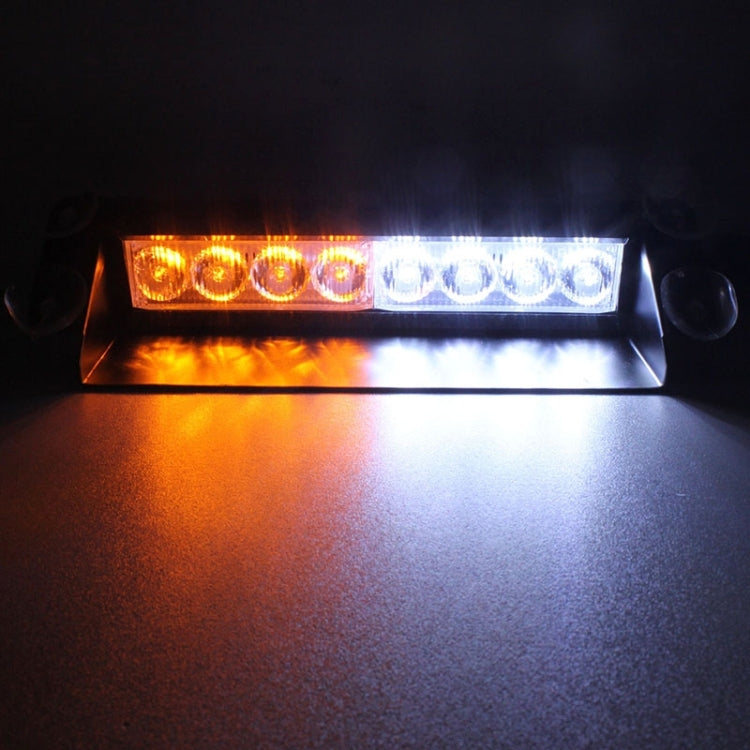 8W 800LM 8-LED White + Yellow Light 3-Modes Adjustable Angle Car Strobe Flash Dash Emergency Light Warning Lamp with Suckers, DC 12V - Warning Lights by PMC Jewellery | Online Shopping South Africa | PMC Jewellery | Buy Now Pay Later Mobicred