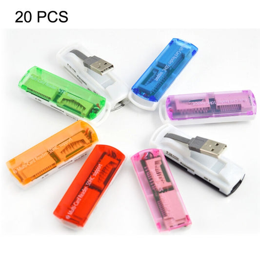 20 PCS USB 2.0 Multi Card Reader, Support SD / MMC, MS, TF, M2 Card, Random Color Delivery -  by PMC Jewellery | Online Shopping South Africa | PMC Jewellery | Buy Now Pay Later Mobicred