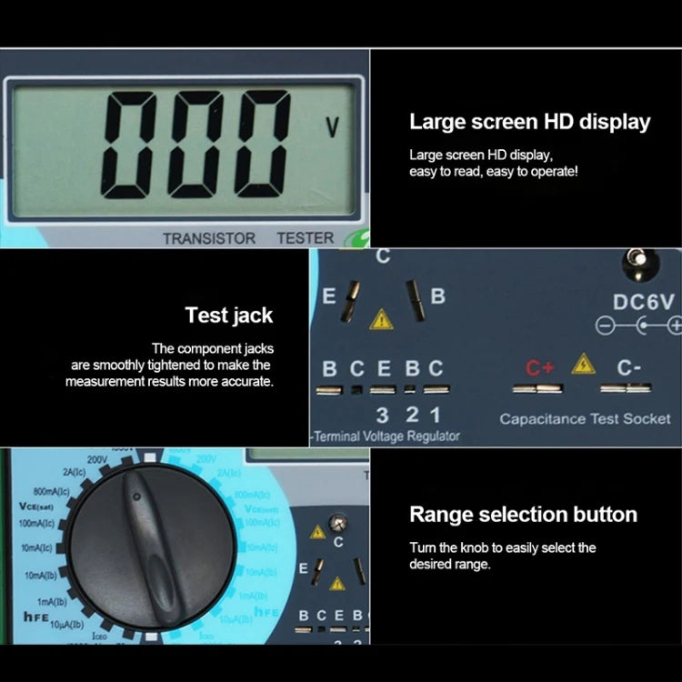 DY294 Professional 2.7 inch LCD Digital Transistor Parameter Tester Meter (4*AA) - Battery & Resistance Tester by PMC TechLife | Online Shopping South Africa | PMC TechLife | Buy Now Pay Later Mobicred