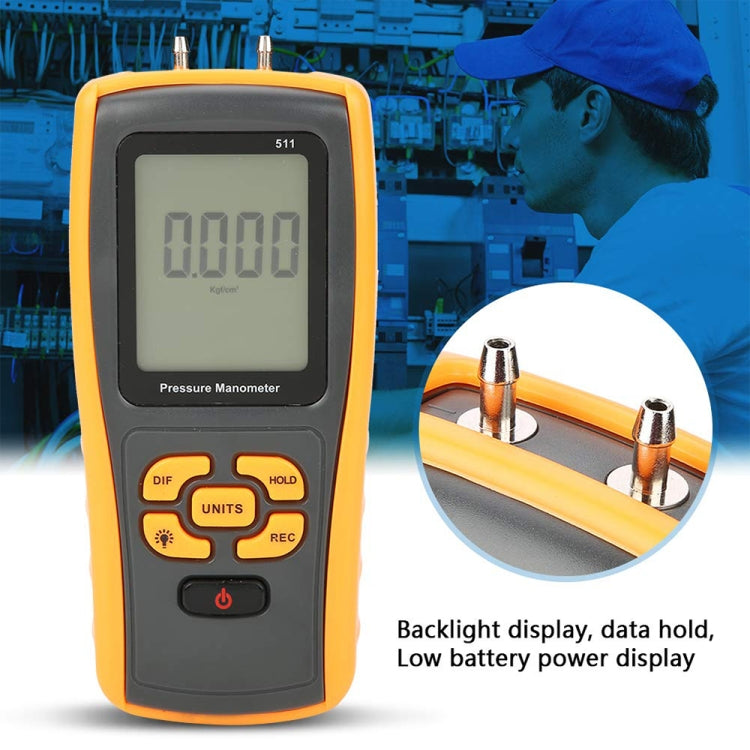 BENETECH GM511 LCD Display Pressure Manometer(Yellow) - Other Tester Tool by BENETECH | Online Shopping South Africa | PMC Jewellery | Buy Now Pay Later Mobicred