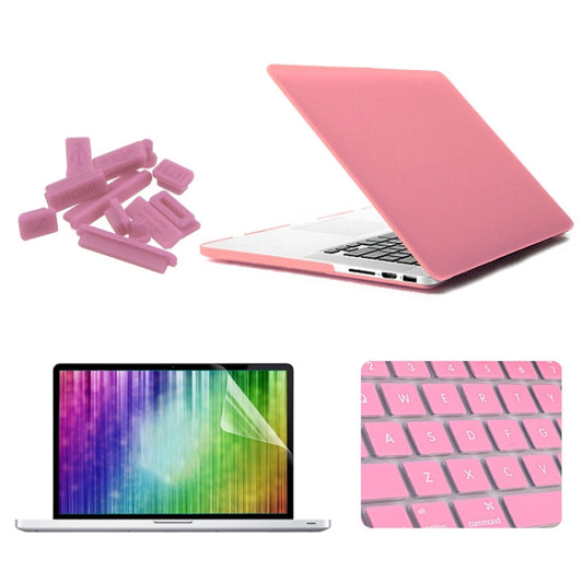 ENKAY for MacBook Pro Retina 13.3 inch (US Version) / A1425 / A1502 4 in 1 Frosted Hard Shell Plastic Protective Case with Screen Protector & Keyboard Guard & Anti-dust Plugs(Pink) - MacBook Pro Cases by ENKAY | Online Shopping South Africa | PMC Jewellery | Buy Now Pay Later Mobicred