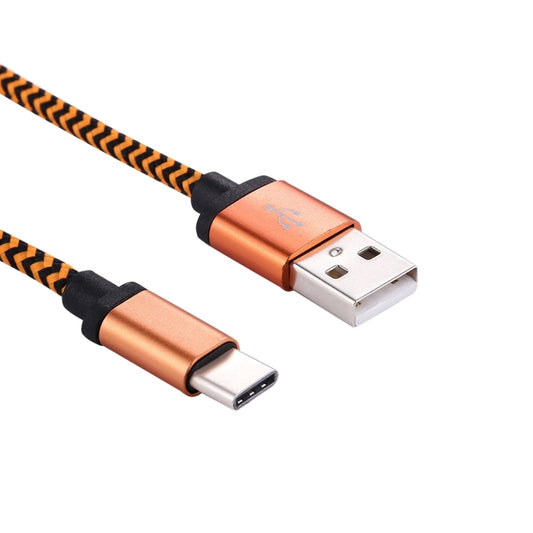 1m Woven Style USB-C / Type-C 3.1 to USB 2.0 Data Sync Charge Cable(Orange) - USB-C & Type-C Cable by PMC Jewellery | Online Shopping South Africa | PMC Jewellery