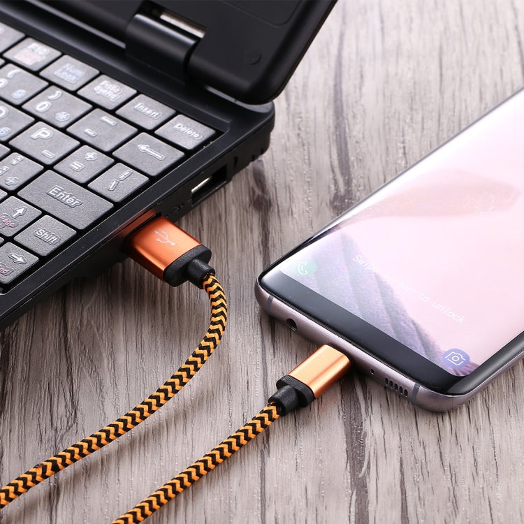 1m Woven Style USB-C / Type-C 3.1 to USB 2.0 Data Sync Charge Cable(Orange) - USB-C & Type-C Cable by PMC TechLife | Online Shopping South Africa | PMC TechLife | Buy Now Pay Later Mobicred
