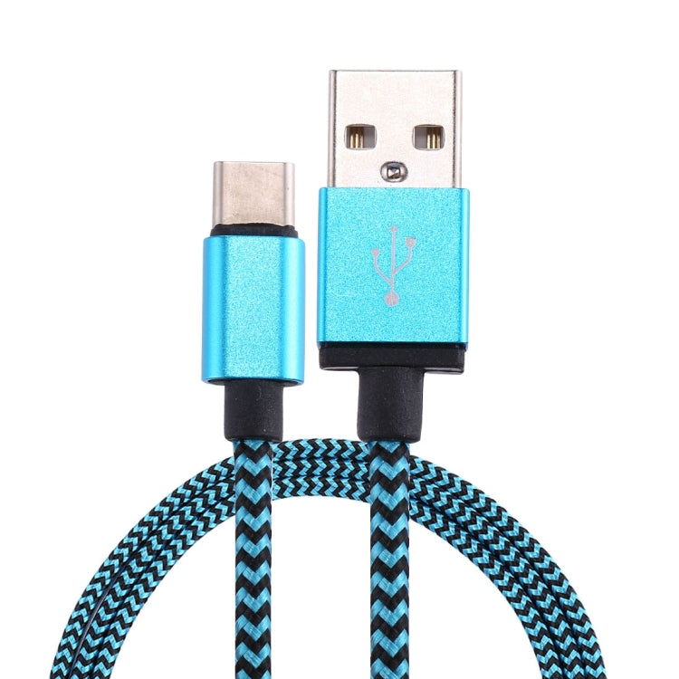 1m Woven Style USB-C / Type-C 3.1 to USB 2.0 Data Sync Charge Cable(Blue) - USB-C & Type-C Cable by PMC TechLife | Online Shopping South Africa | PMC TechLife | Buy Now Pay Later Mobicred