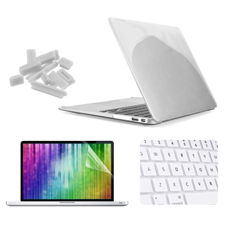 ENKAY for MacBook Air 13.3 inch (US Version) / A1369 / A1466 4 in 1 Crystal Hard Shell Plastic Protective Case with Screen Protector & Keyboard Guard & Anti-dust Plugs(White) - MacBook Air Cases by ENKAY | Online Shopping South Africa | PMC Jewellery | Buy Now Pay Later Mobicred