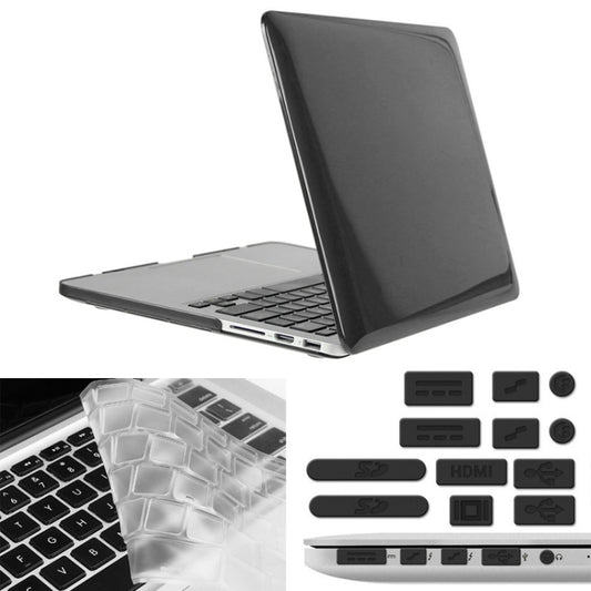 ENKAY for Macbook Pro Retina 13.3 inch (US Version) / A1425 / A1502 Hat-Prince 3 in 1 Crystal Hard Shell Plastic Protective Case with Keyboard Guard & Port Dust Plug(Black) - MacBook Pro Cases by ENKAY | Online Shopping South Africa | PMC Jewellery | Buy Now Pay Later Mobicred