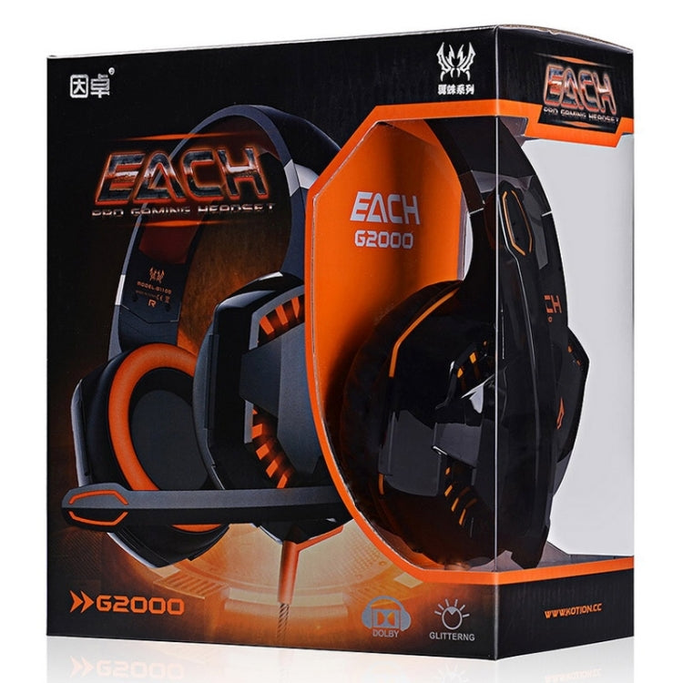 EACH G2000 Over-ear Stereo Bass Gaming Headset with Mic & LED Light for Computer, Cable Length: 2.2m(Orange) - Multimedia Headset by KOTION EACH | Online Shopping South Africa | PMC Jewellery | Buy Now Pay Later Mobicred