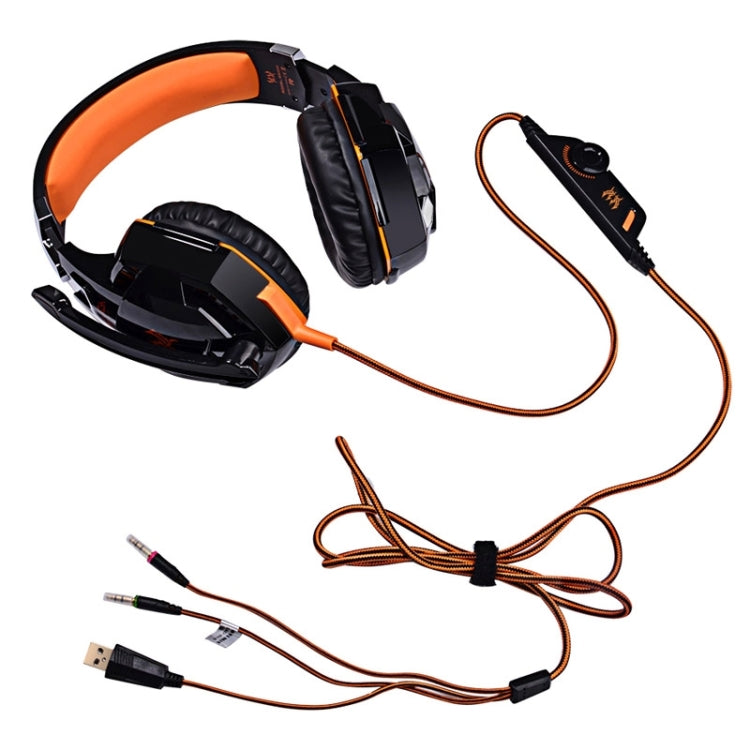 EACH G2000 Over-ear Stereo Bass Gaming Headset with Mic & LED Light for Computer, Cable Length: 2.2m(Orange) - Multimedia Headset by KOTION EACH | Online Shopping South Africa | PMC Jewellery | Buy Now Pay Later Mobicred