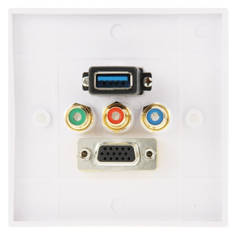 USB 3.0 Female Plug + 3 RCA Female Plugs + VGA Female Plug Wall Plate Panel -  by PMC TechLife | Online Shopping South Africa | PMC TechLife | Buy Now Pay Later Mobicred