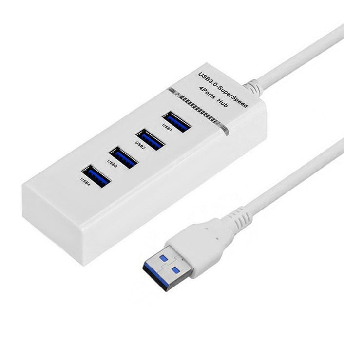 4 Ports USB 3.0 Hub Splitter with LED, Super Speed 5Gbps, BYL-P104(White) - USB 3.0 HUB by PMC Jewellery | Online Shopping South Africa | PMC Jewellery | Buy Now Pay Later Mobicred