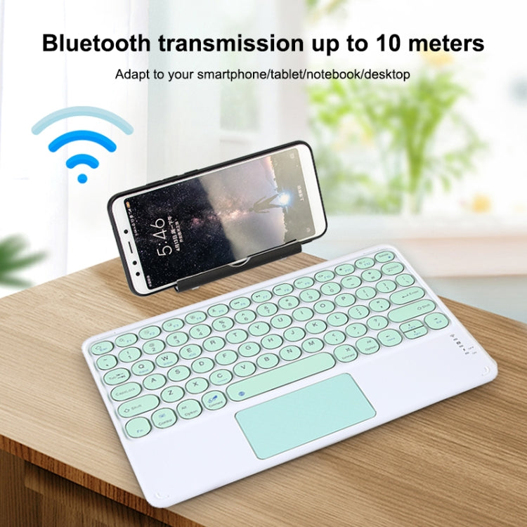 250C 10 inch Universal Tablet Round Keycap Wireless Bluetooth Keyboard with Touch Panel (Pink) - Universal Keyboard by PMC TechLife | Online Shopping South Africa | PMC TechLife