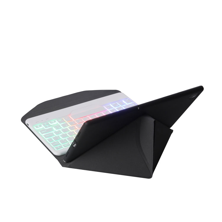 B500S Diamond Texture Triangle Back Holder Splittable Bluetooth Keyboard Leather Tablet Case with Backlight for Samsung Galaxy Tab A7 10.4 2020 (White + Black) - Samsung Keyboard by PMC TechLife | Online Shopping South Africa | PMC TechLife