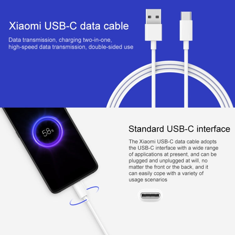 Original Xiaomi USB to USB-C / Type-C Data Cable Normal Version, Cable Length: 1m (White) - USB-C & Type-C Cable by Xiaomi | Online Shopping South Africa | PMC TechLife | Buy Now Pay Later Mobicred