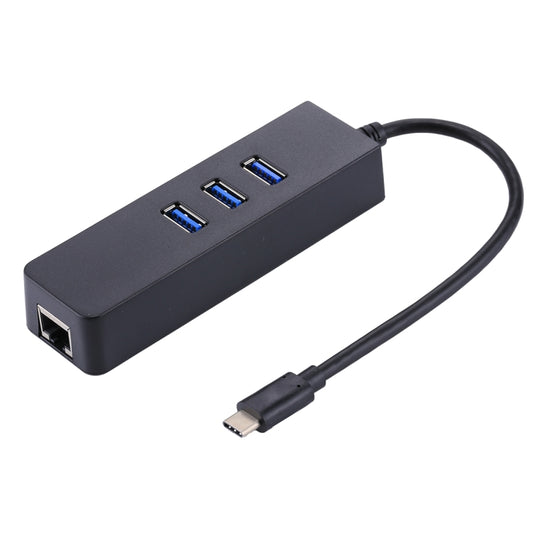 USB-C / Type-C to 3 USB 3.0 Ports HUB + RJ45 High Speed Gigabit Ethernet Adapter Multi-function LAN Adapter - Lan Cable and Tools by PMC Jewellery | Online Shopping South Africa | PMC Jewellery | Buy Now Pay Later Mobicred