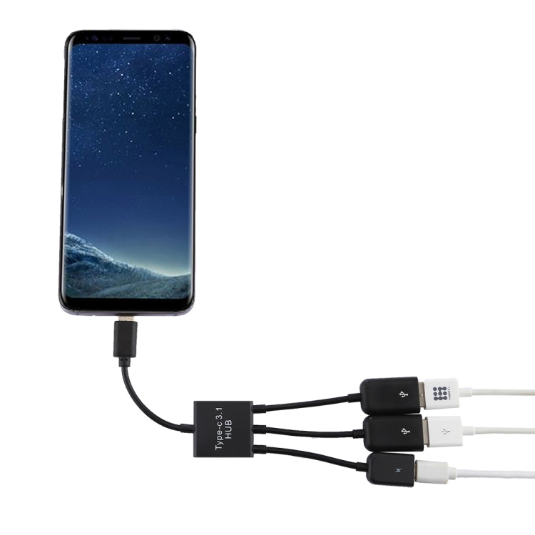 Portable USB-C / Type-C Male to Dual USB Ports Female + Micro USB Female Mini Cable Hub Splitter Adapter - USB HUB by PMC Jewellery | Online Shopping South Africa | PMC Jewellery | Buy Now Pay Later Mobicred