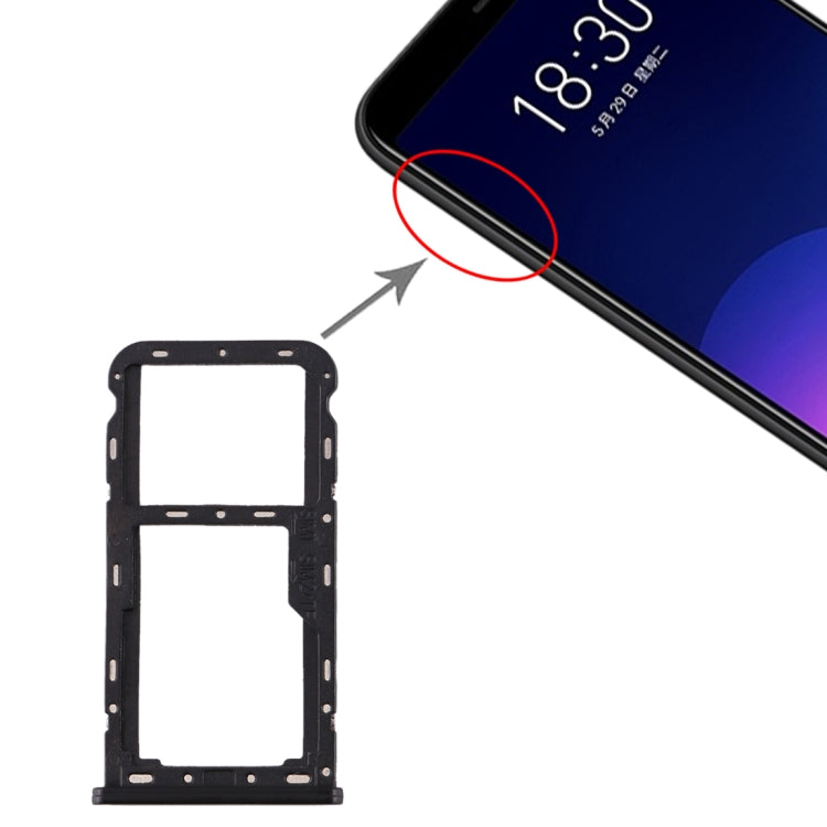 For Meizu M6T SIM Card Tray + SIM / Micro SD Card Tray (Black) - For Meizu by PMc TechLife | Online Shopping South Africa | PMc TechLife | Buy Now Pay Later Mobicred