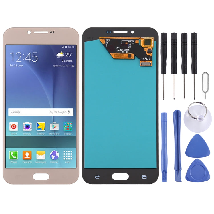 OLED LCD Screen for Samsung Galaxy A8 (2016) / SM-A810 with Digitizer Full Assembly (Gold) - free shipping - PMc TechLife - Order now!