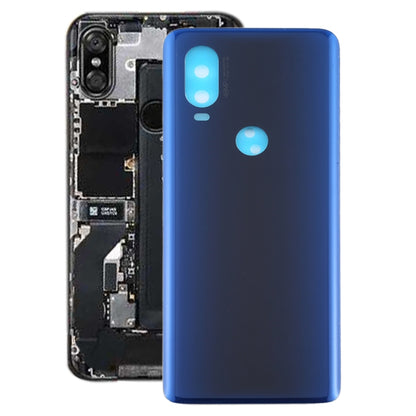 Battery Back Cover for Motorola Moto One Vision(Blue) - Back Cover by PMC Jewellery | Online Shopping South Africa | PMC Jewellery | Buy Now Pay Later Mobicred