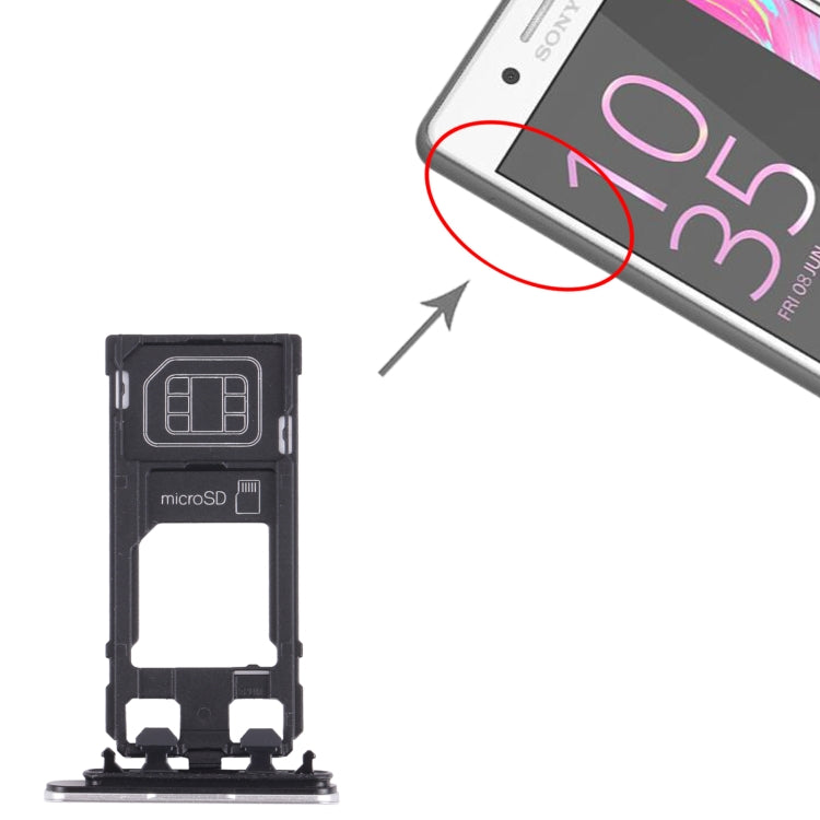 SIM Card Tray + Micro SD Card Tray for Sony Xperia X Performance (Silver) - Card Tray by PMc TechLife | Online Shopping South Africa | PMc TechLife | Buy Now Pay Later Mobicred