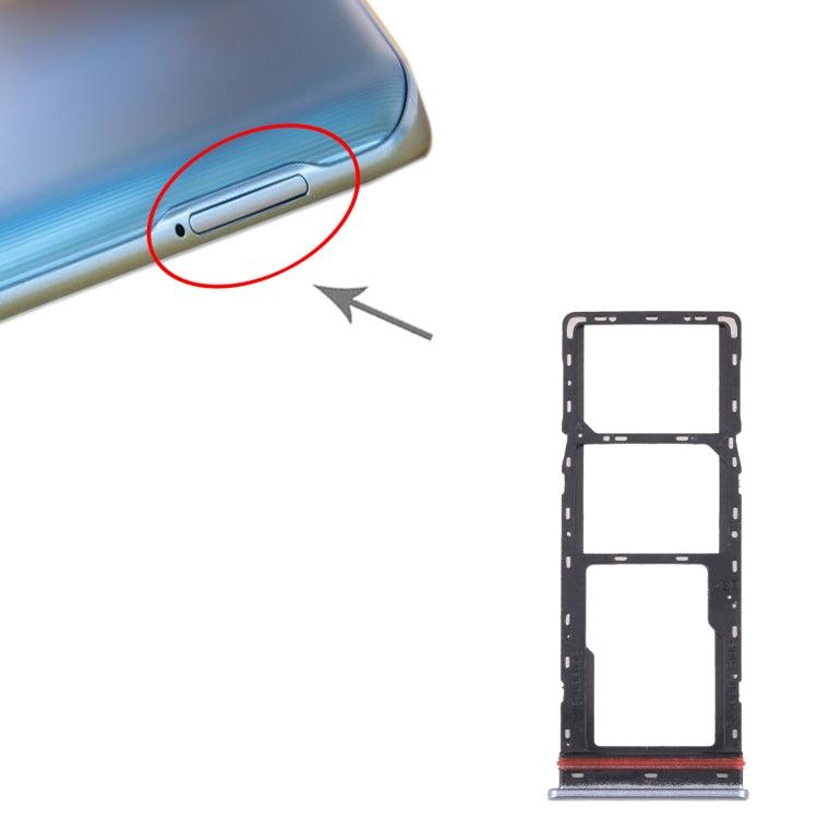 For Tecno Camon 16 Premier CE9 CD6J SIM Card Tray + SIM Card Tray + Micro SD Card Tray (Silver) - Card Tray by PMc TechLife | Online Shopping South Africa | PMc TechLife | Buy Now Pay Later Mobicred