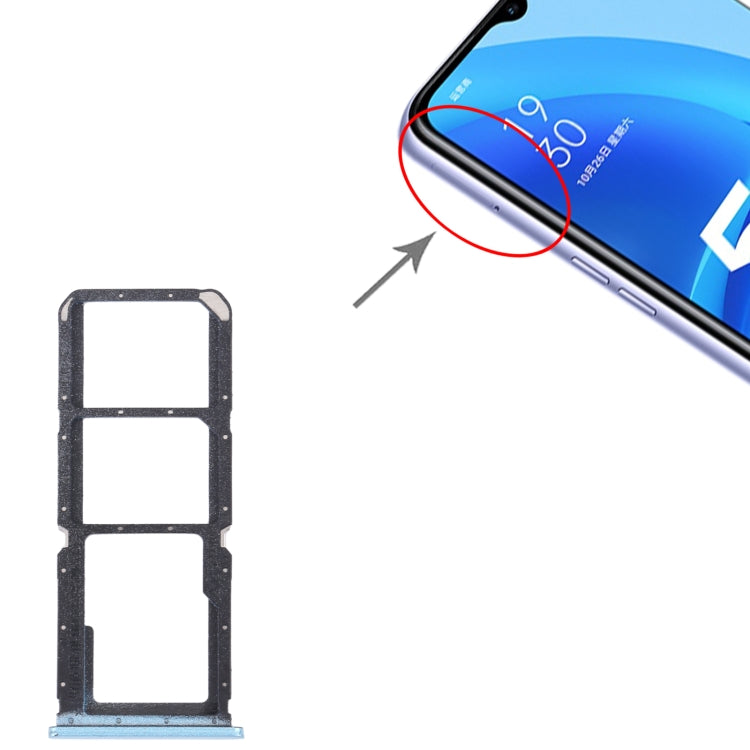 For OPPO A56 5G SIM Card Tray + SIM Card Tray + Micro SD Card Tray (Blue) - Card Socket by PMc TechLife | Online Shopping South Africa | PMc TechLife | Buy Now Pay Later Mobicred