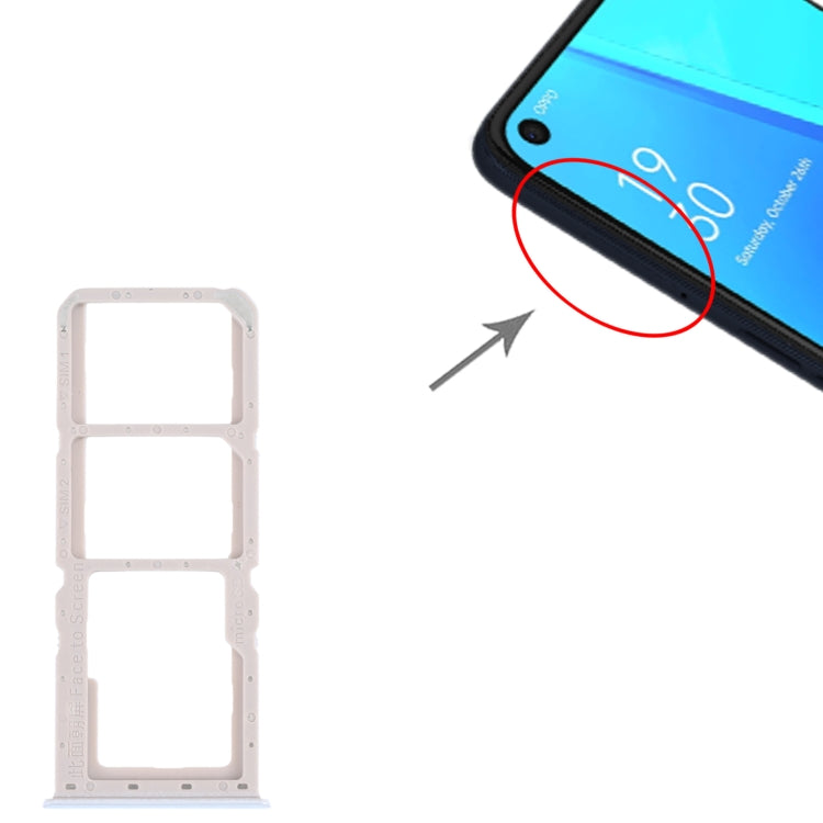 For OPPO A52 4G SIM Card Tray + SIM Card Tray + Micro SD Card Tray (White) - Card Socket by PMc TechLife | Online Shopping South Africa | PMc TechLife | Buy Now Pay Later Mobicred