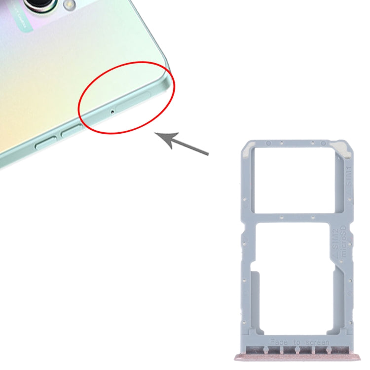 For OPPO A96 China SIM Card Tray + SIM / Micro SD Card Tray (Pink) - Card Socket by PMc TechLife | Online Shopping South Africa | PMc TechLife | Buy Now Pay Later Mobicred