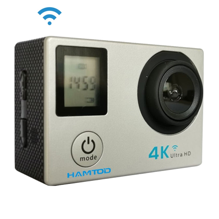 HAMTOD H12 UHD 4K WiFi  Sport Camera with Waterproof Case, Generalplus 4247, 0.66 inch + 2.0 inch LCD Screen, 170 Degree Wide Angle Lens (Silver) - HAMTOD by HAMTOD | Online Shopping South Africa | PMC Jewellery | Buy Now Pay Later Mobicred