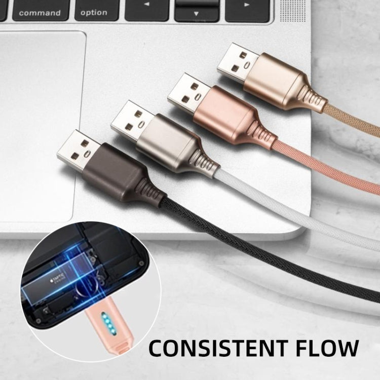 8 Pin Interface Zinc Alloy Marquee Luminous Intelligent Automatic Power off Charging Data Cable(black) - Normal Style Cable by PMC Jewellery | Online Shopping South Africa | PMC Jewellery | Buy Now Pay Later Mobicred