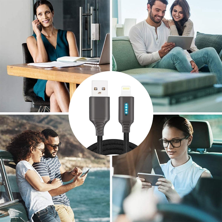 8 Pin Interface Zinc Alloy Marquee Luminous Intelligent Automatic Power off Charging Data Cable(white) - Normal Style Cable by PMC Jewellery | Online Shopping South Africa | PMC Jewellery | Buy Now Pay Later Mobicred